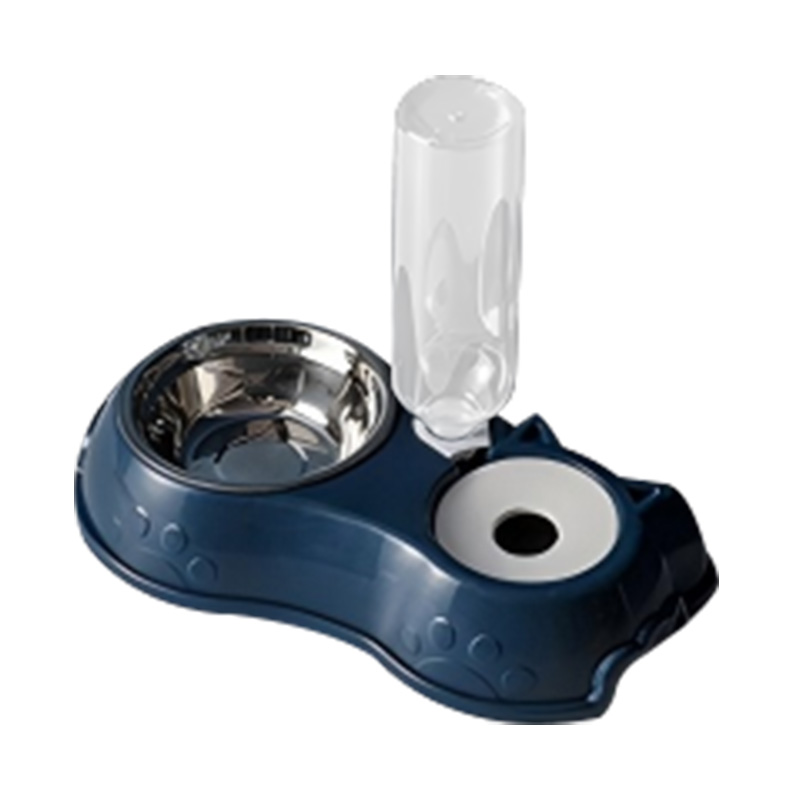 Tigela dupla de recarga automática para animais de estimação com garrafa de água e tigela de aço inoxidável