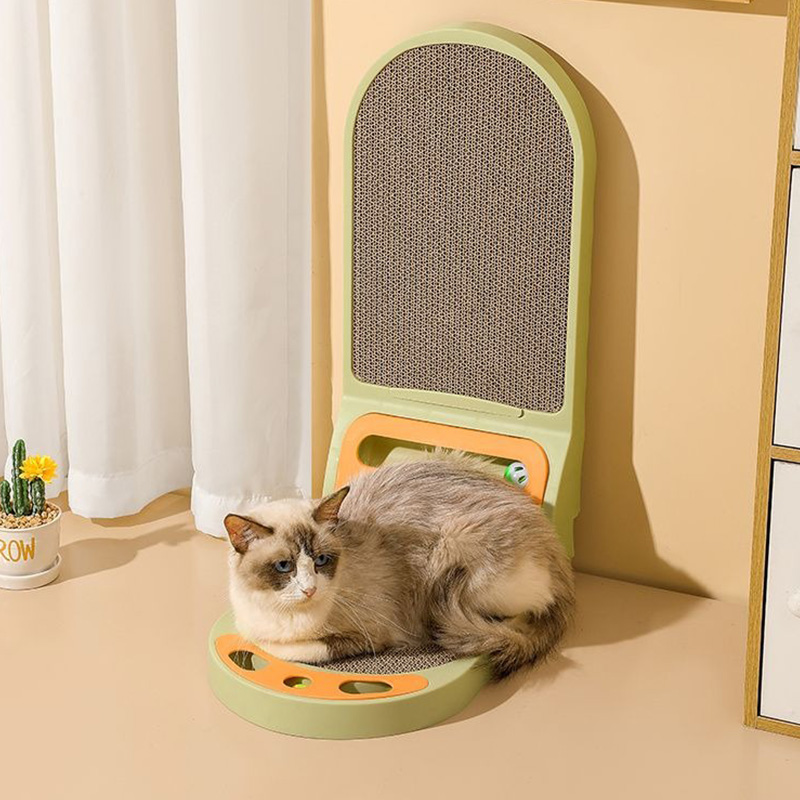 Placa de raspadinha para gatos semi-elíptica em forma de L montada na parede
